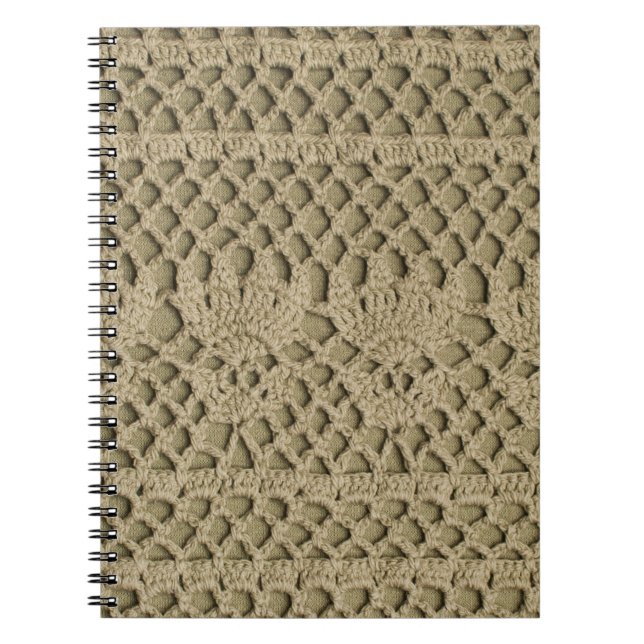 Olive green handmade lace on olive background notebook (Front)