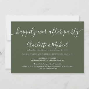 Olive Green Happily Ever After Party Photo Wedding Invitation