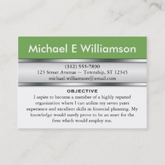 Olive Green Header RESUME Business Cards