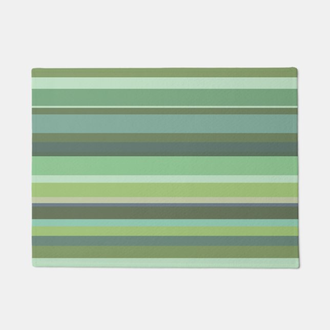 Olive green horizontal stripes doormat (Front)