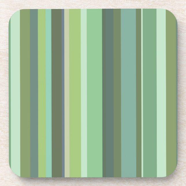 Olive green horizontal stripes drink coaster (Front)