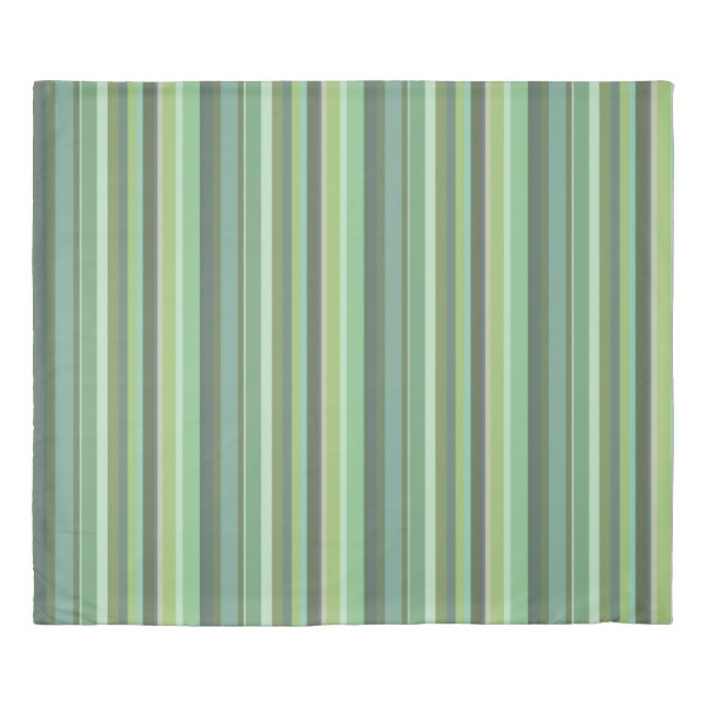 Olive green horizontal stripes duvet cover (Front)