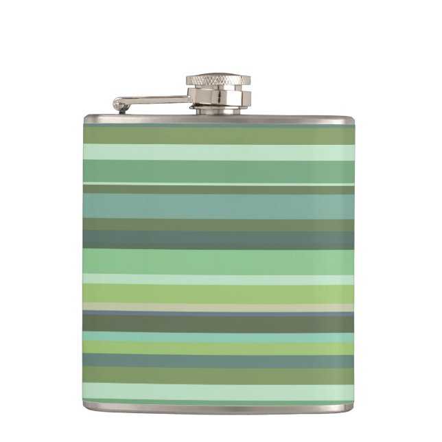 Olive green horizontal stripes flask (Front)