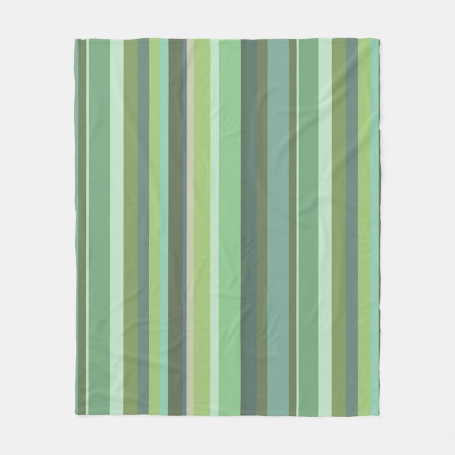 Olive green horizontal stripes fleece blanket (Front)