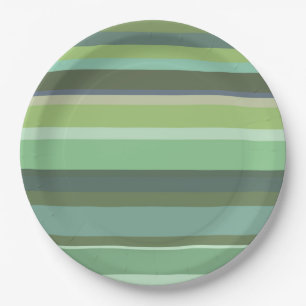 Olive green horizontal stripes paper plates