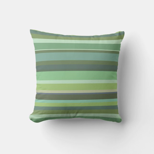 Olive green horizontal stripes throw pillow (Front)