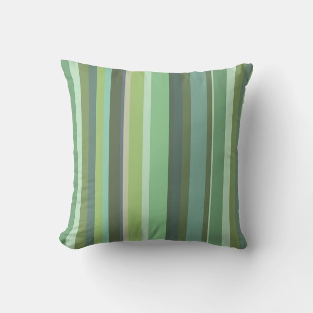 Olive green horizontal stripes throw pillow (Front)