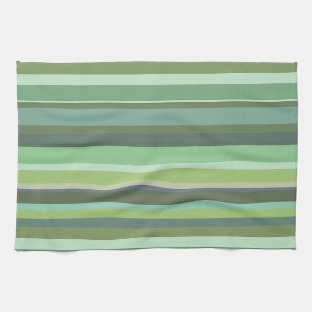 Olive green horizontal stripes towel (Horizontal)