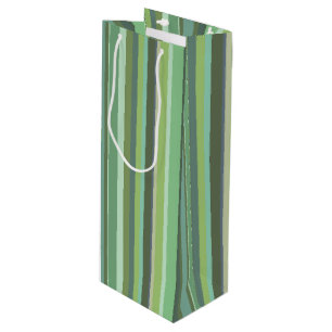 Olive green horizontal stripes wine gift bag