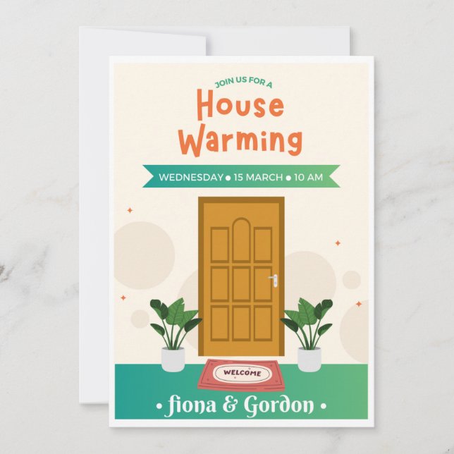 Olive Green  House Warming Invitation Card Set (Front)