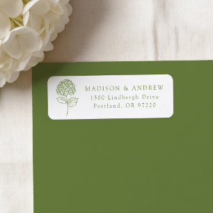 Olive Green Hydrangea Wedding Return Address Label
