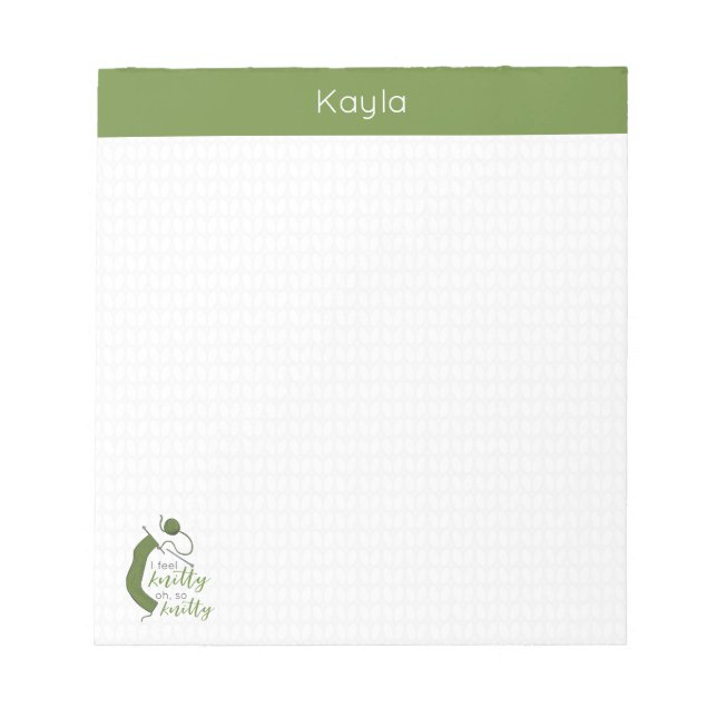 Olive Green I Feel Knitty, Oh So Knitty Notepad (Front)