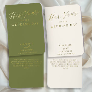 Olive Green & Ivory His & Hers Classic Wedding Foil Vow Books