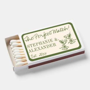 Olive Green & Ivory Martini Custom Wedding Favors Matchboxes