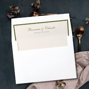 Olive Green Ivory Old Money Timeless Wedding Envelope Liner