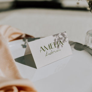 Olive Green Ivory Old Money Wedding Place Cards