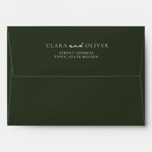 Olive Green Ivory Script Wedding Return Address Envelope