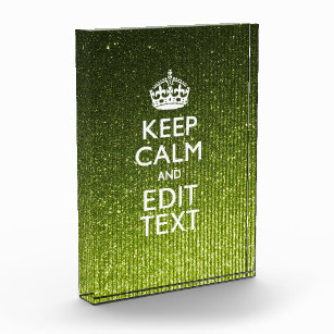 Olive Green Keep Calm Have Your Text Acrylic Award