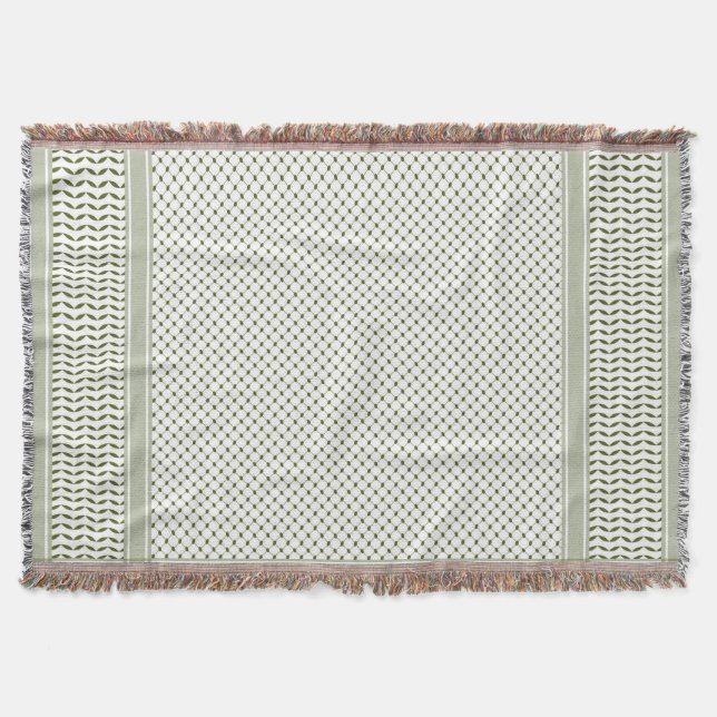 Olive Green Keffiyeh Throw Blanket (Front)