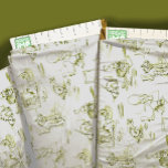 Olive Green Kitty Cat Bathroom Toile Fabric