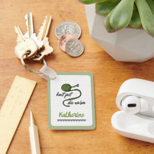 Olive Green Knit Fast, Die Warm Keychain