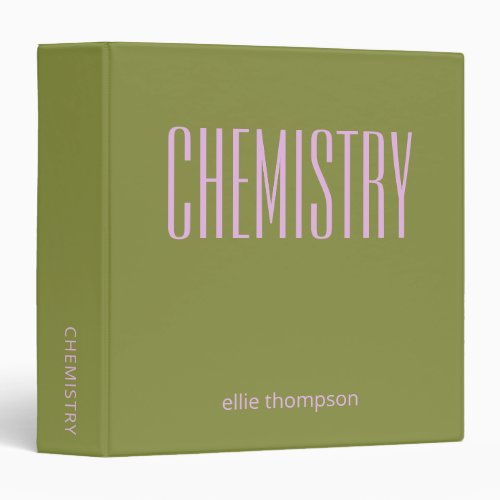 Olive Green Lavender Personalized Subject Name 3 Ring Binder