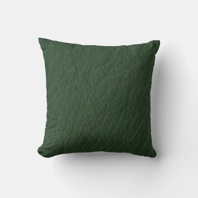 Olive Green Leather Print Cushion Texture Pattern (Front)