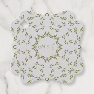 Olive Green Leaves Natural Oatmeal Rustic Wedding Favor Tags