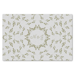 Olive Green Leaves Natural Oatmeal Rustic Wedding Tissue Paper