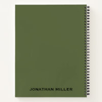 Olive Green Left-Handed Personalized Name Notebook