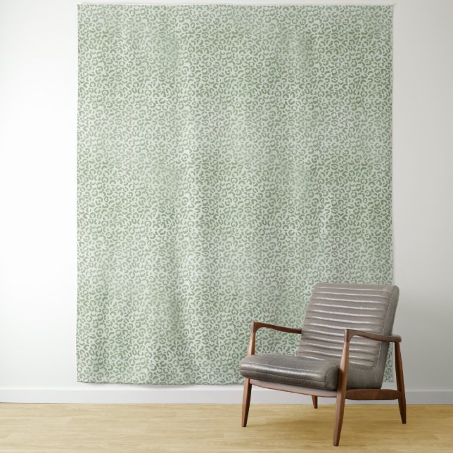 Olive Green Leopard Print Tapestry (In Situ)