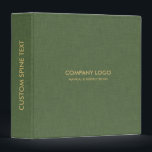 Olive Green Linen Texture 3 Ring Binder<br><div class="desc">Simple olive green linen texture accented with a gold personalizable typography.</div>