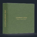 Olive Green Linen Texture 3 Ring Binder<br><div class="desc">Simple olive green linen texture accented with a gold personalizable typography.</div>