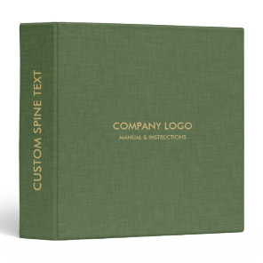 Olive Green Linen Texture 3 Ring Binder