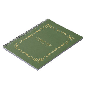 Olive Green Linen With Gold Frame Accent Notebook