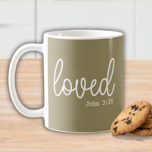 Olive Green Love Faith Quote minimalist Coffee Mug