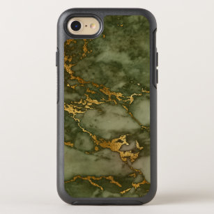 Olive Green Marble Gold Faux Foil OtterBox Symmetry iPhone SE/8/7 Case