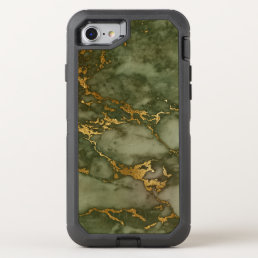 Olive Green Marble Gold Faux Foil OtterBox Defender iPhone SE/8/7 Case