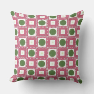 Olive Green Matches Dark Pink Shapes Throw Pillow