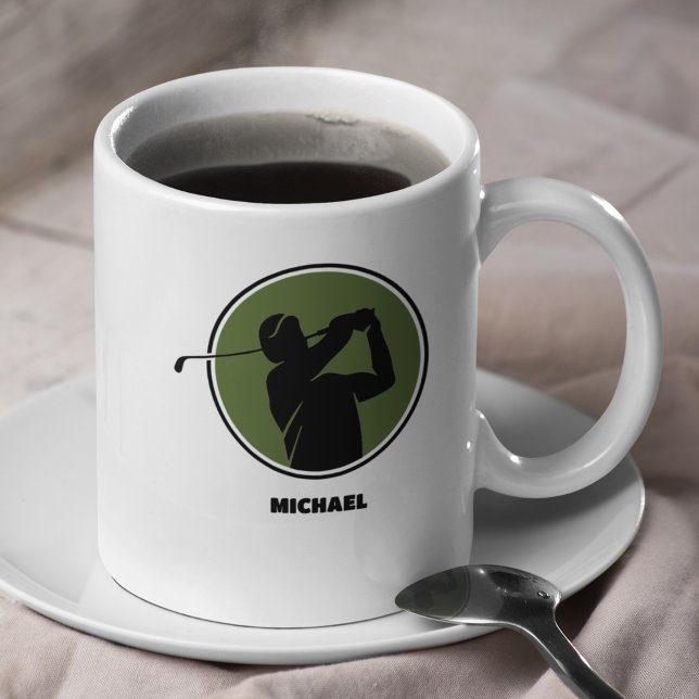 Olive Green Mens Golf Silhouette Coffee Mug (Creator Uploaded)