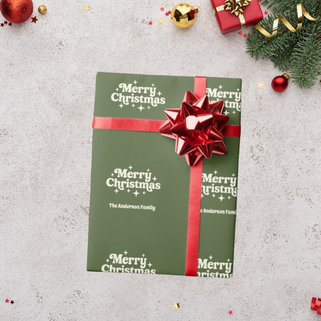 Olive green Merry Christmas favor Wrapping Paper (Creator Uploaded)