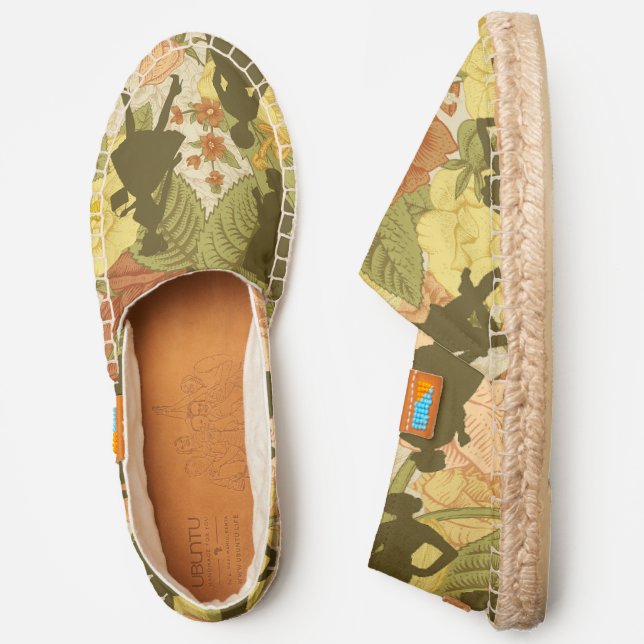 olive green mid century 1950s vintage silhouette  espadrilles (Side)