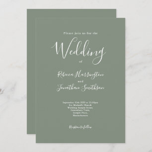 Olive Green Minimal Modern Wedding Invitation