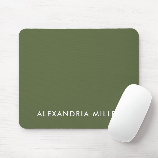 Olive Green Minimalist Monogram Mouse Pad (With Mouse)