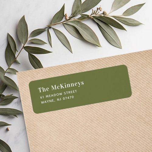 Olive Green Minimalist Return Address Label