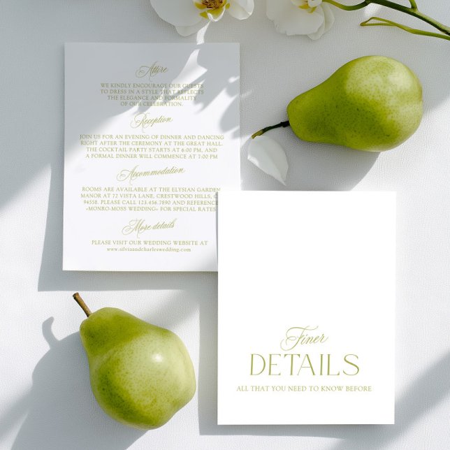 Olive Green Minimalist Wedding Information Card  (Olive Green Minimalist Wedding Information Card)