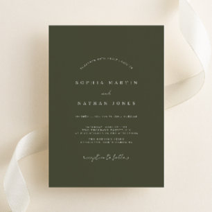 Olive Green Minimalist Wedding Invitation