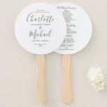 Olive Green Minimalist Wedding Program Hand Fan<br><div class="desc">This stylish wedding program can be personalised with your special wedding day information featuring chic modern typography. You can customise the color to match your wedding theme. Designed by Thisisnotme©</div>