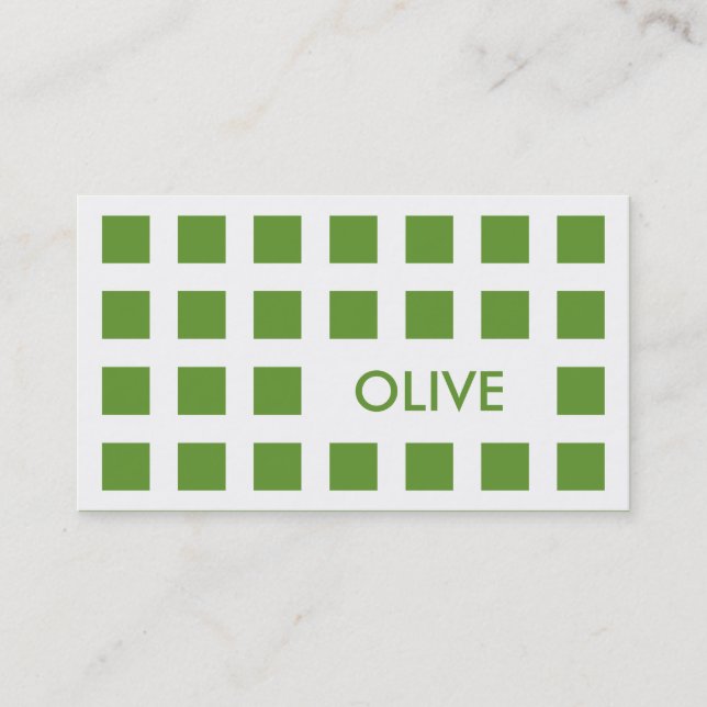 olive green (mod squares) business card (Front)