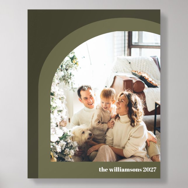 Olive Green Modern Arch Two Vertical Photo Acrylic Photo Tile (Front Set)